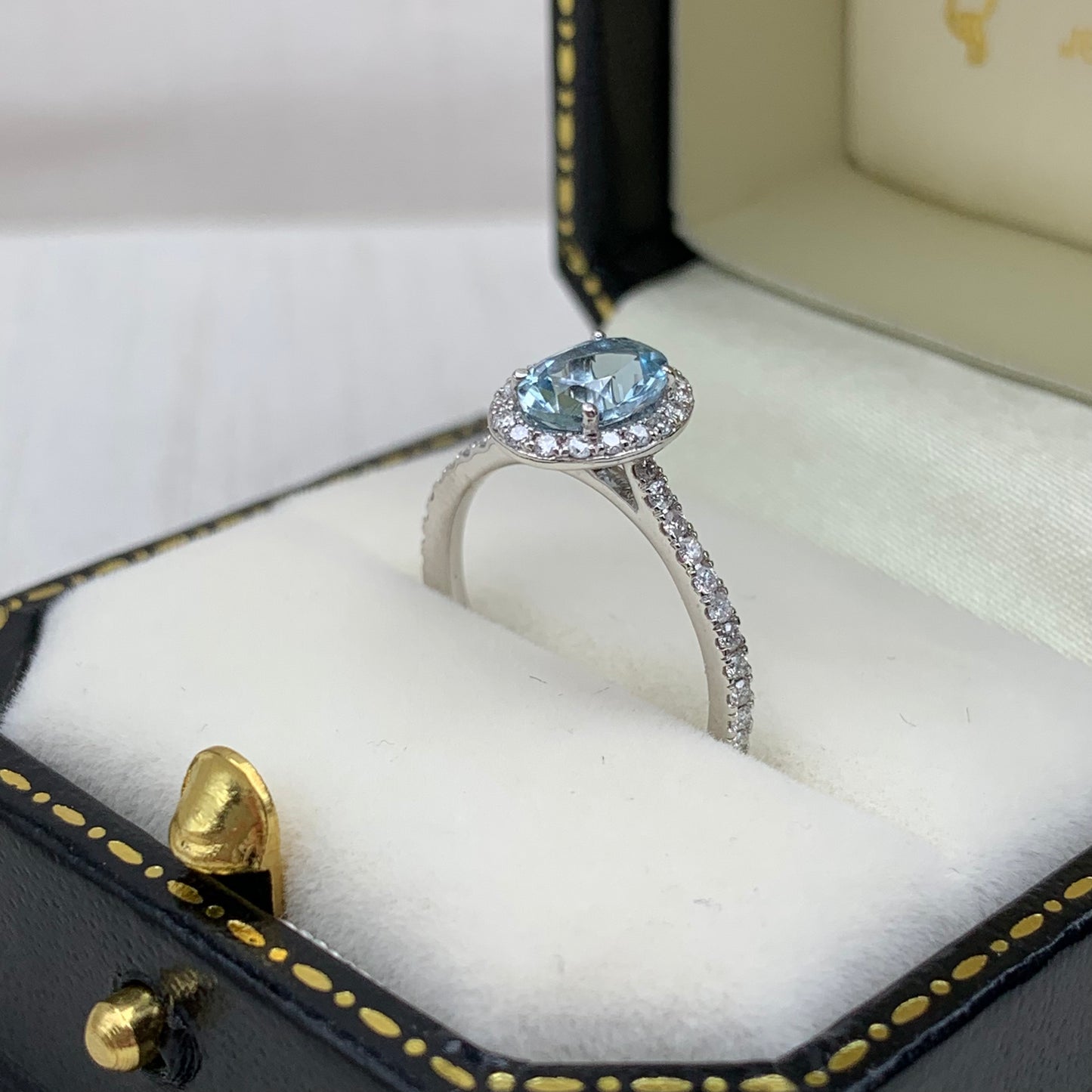 Platinum Aquamarine & Diamond Ring