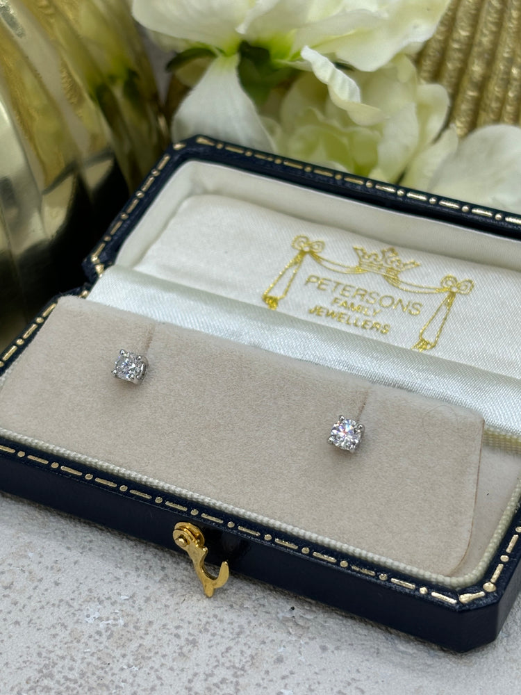 Diamond Ear Studs 0.40ct 18ct White Gold, Natural