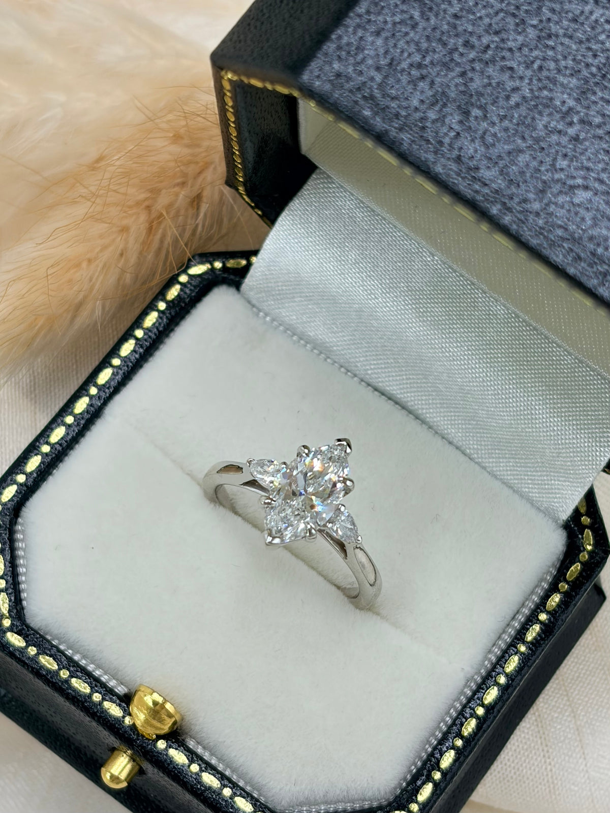 Platinum Marquise Cut Three Stone Diamond Ring 1.50ct - Lab-created