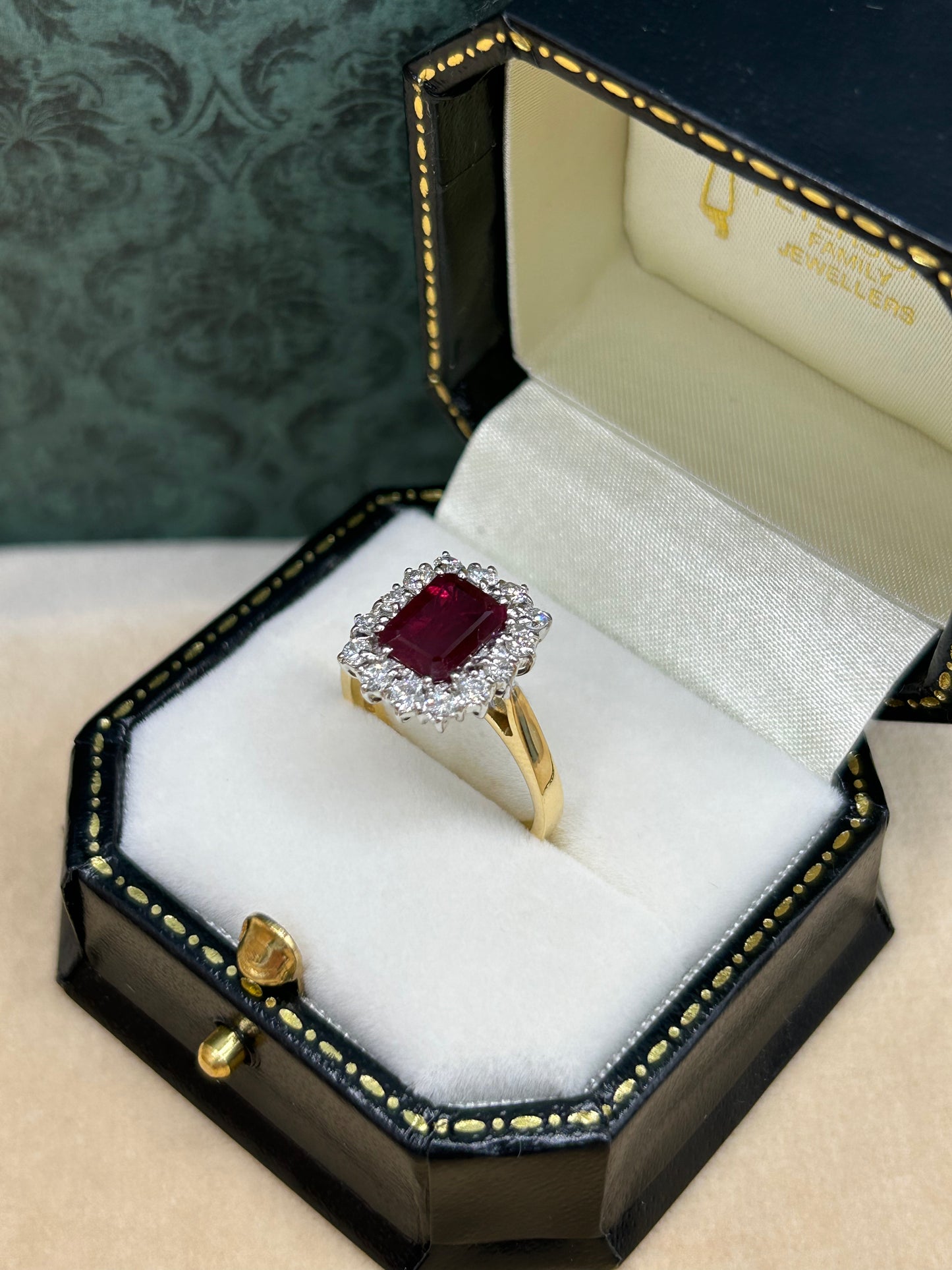 18ct Gold Ruby and Diamond Cluster Ring.