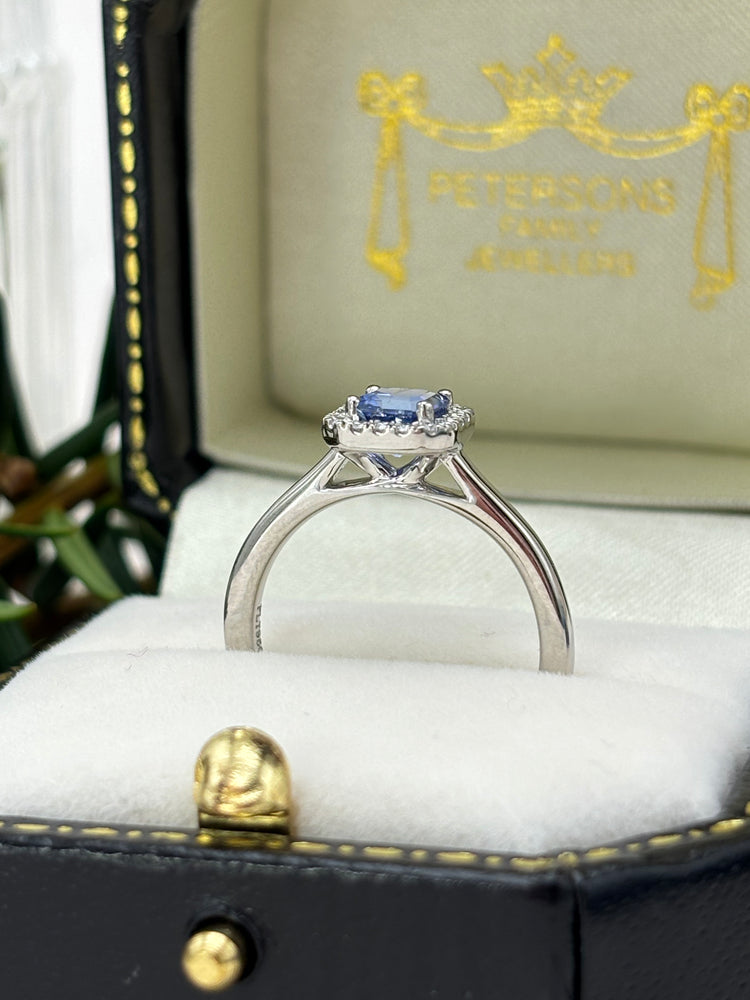 Platinum Tanzanite and Diamond Cluster Ring