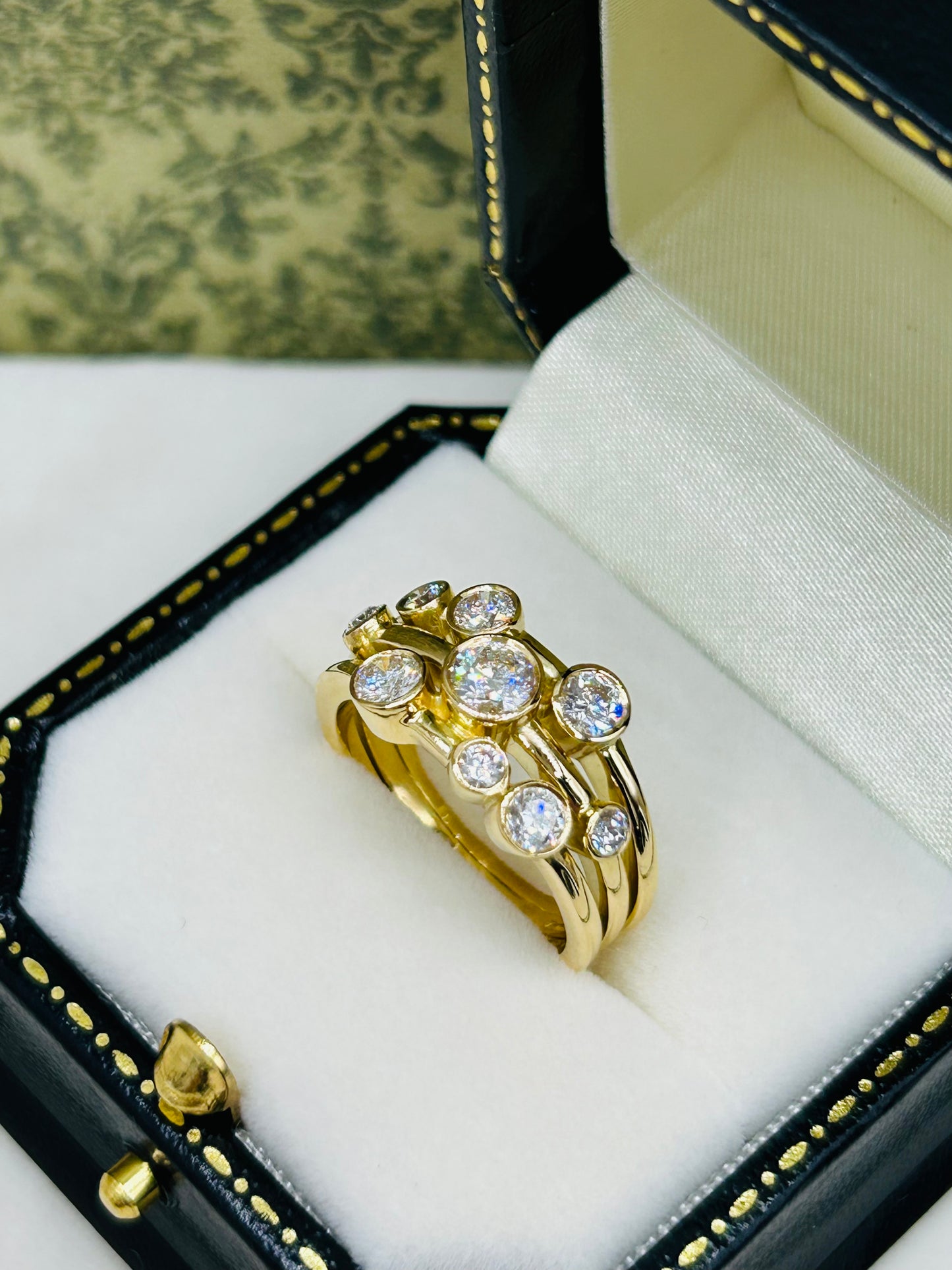 18ct Yellow Gold Diamond Bubble Ring Statement Petersons Leicester ...