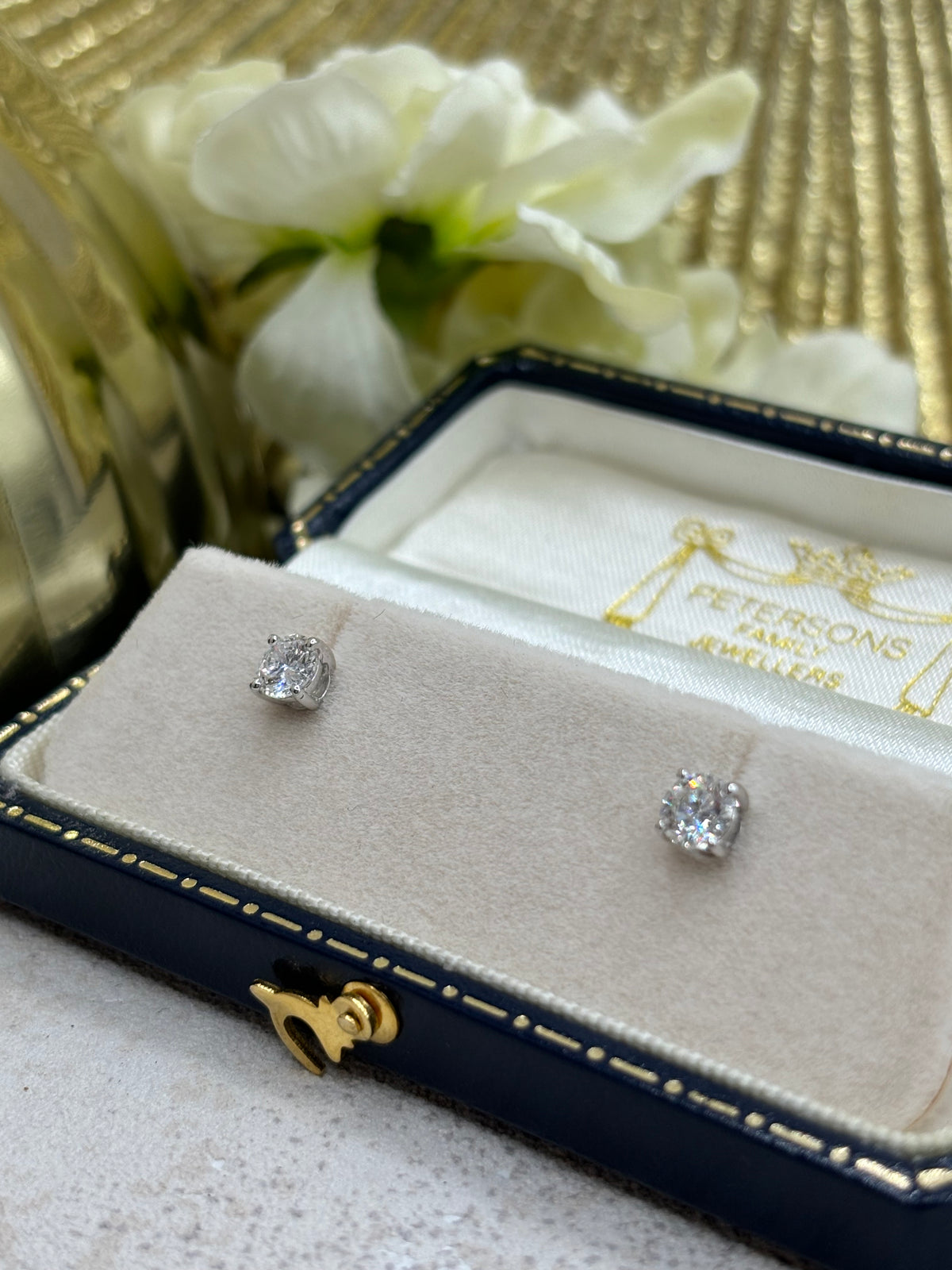 18ct White Gold Diamond Ear Stud Earrings 0.80ct, Natural