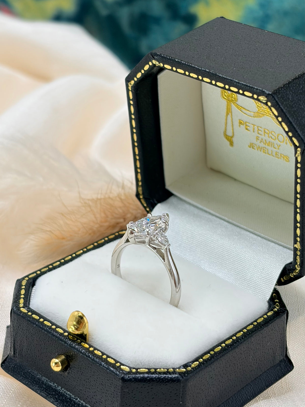Platinum Marquise Cut Three Stone Diamond Ring 1.50ct - Lab-created