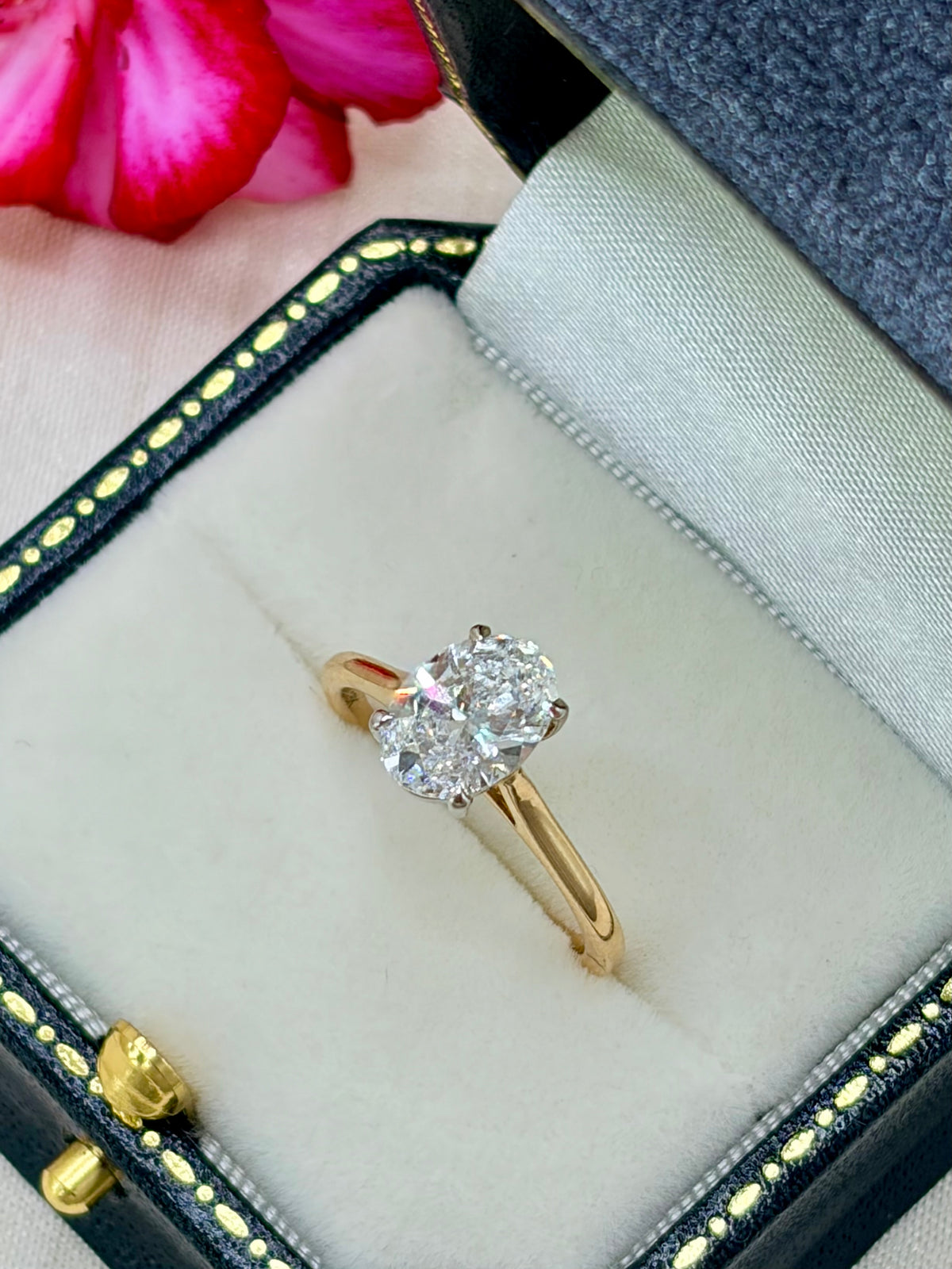 18ct Yellow Gold Oval Cut Diamond Solitaire 1.50ct - Lab-created