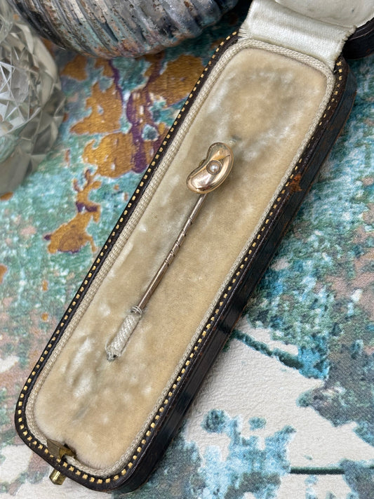 Antique 15ct Gold Bean Brooch Stick Pin