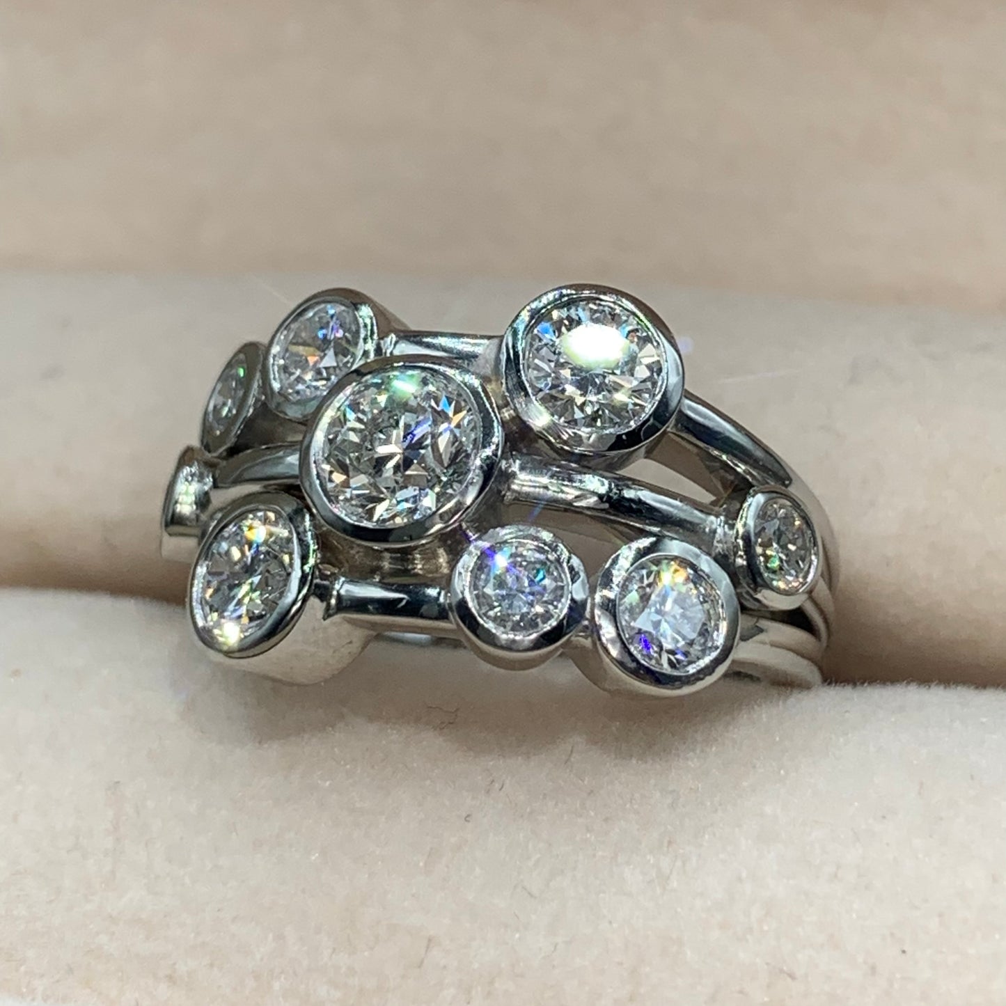 Platinum Diamond Bubble Ring