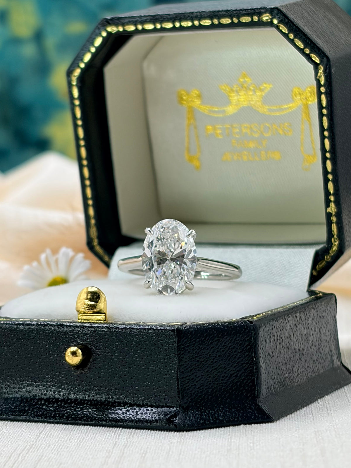 Platinum Oval Cut Diamond Ring 4ct - Lab-created