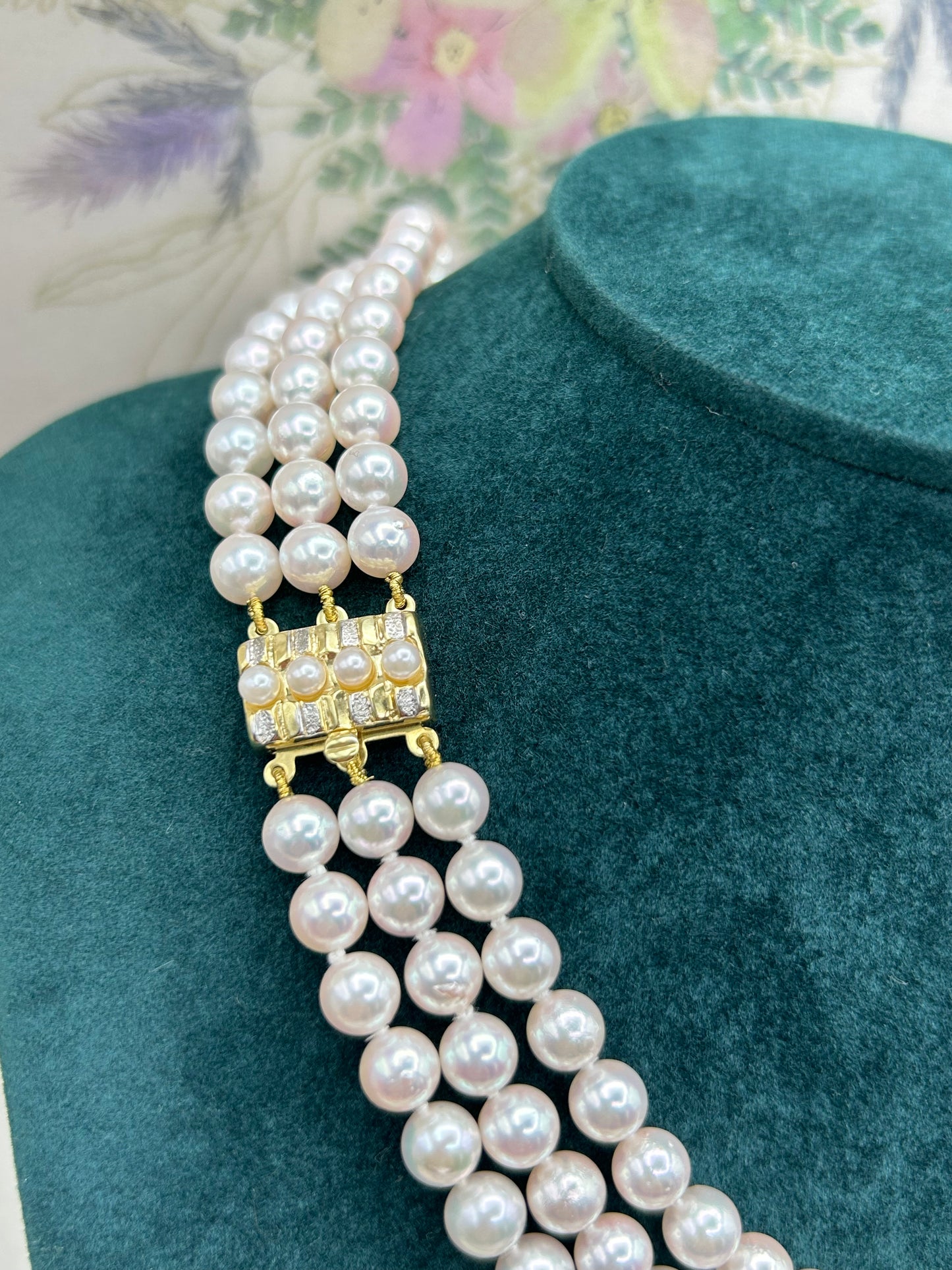 Triple Row of Cultured Pearl Necklace