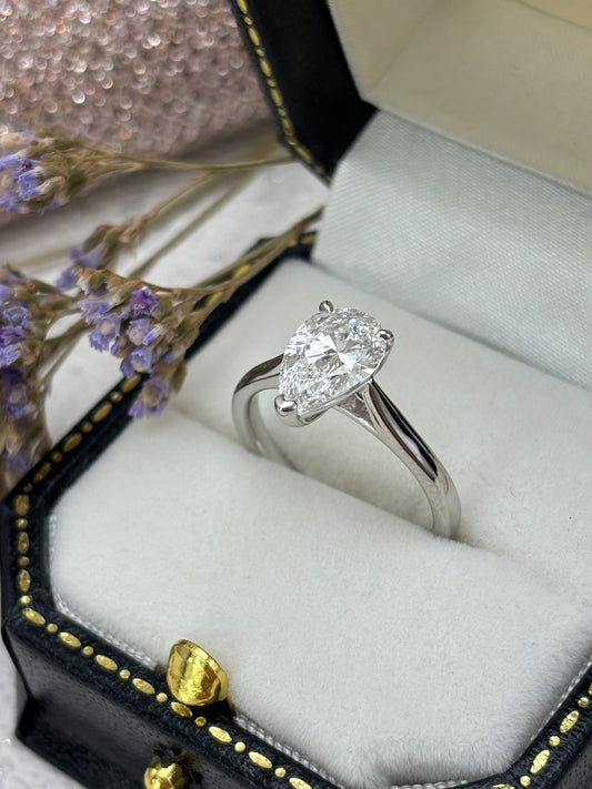 Platinum Pear Cut Diamond Solitaire 1.50ct - Lab-created