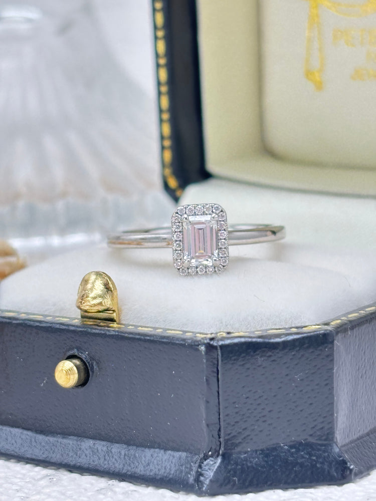 Platinum Emerald Cut Diamond Ring