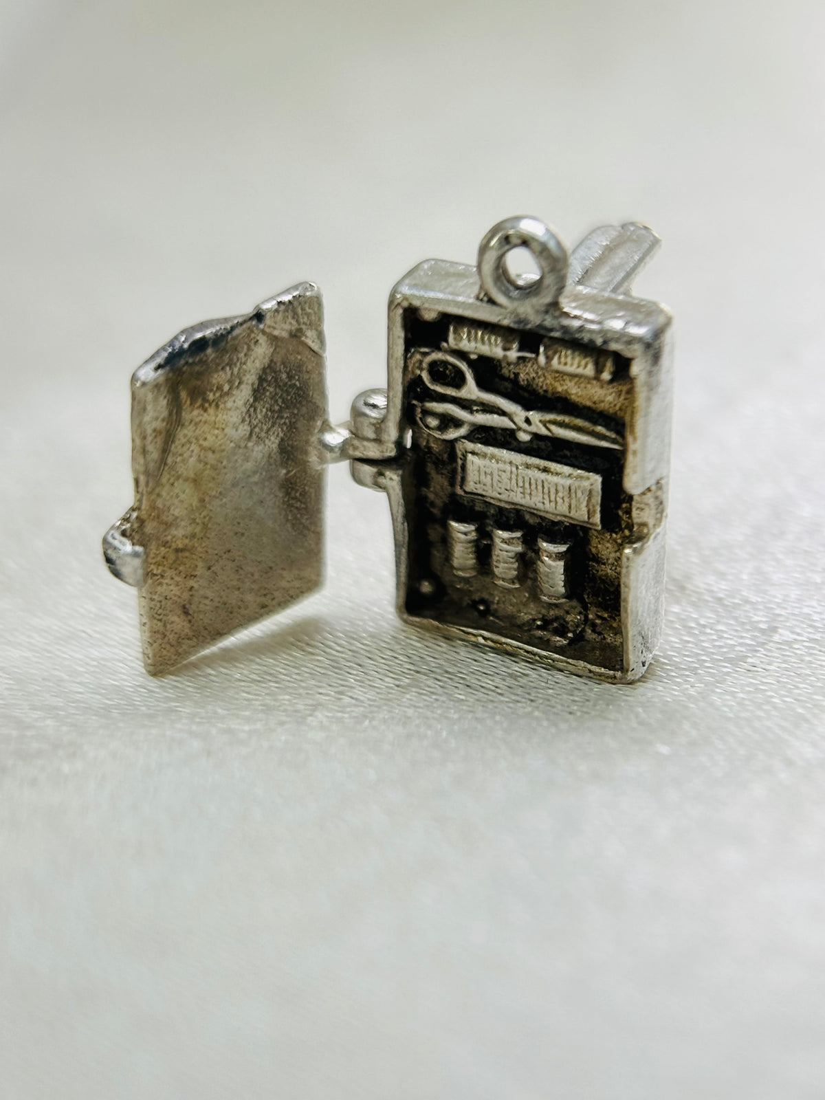 Vintage Silver Charm Sewing Machine Moveable