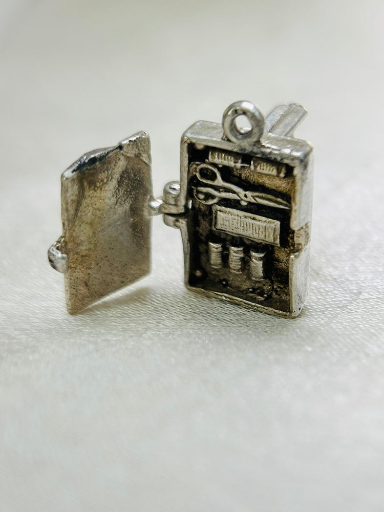 Vintage Silver Charm Sewing Machine Moveable