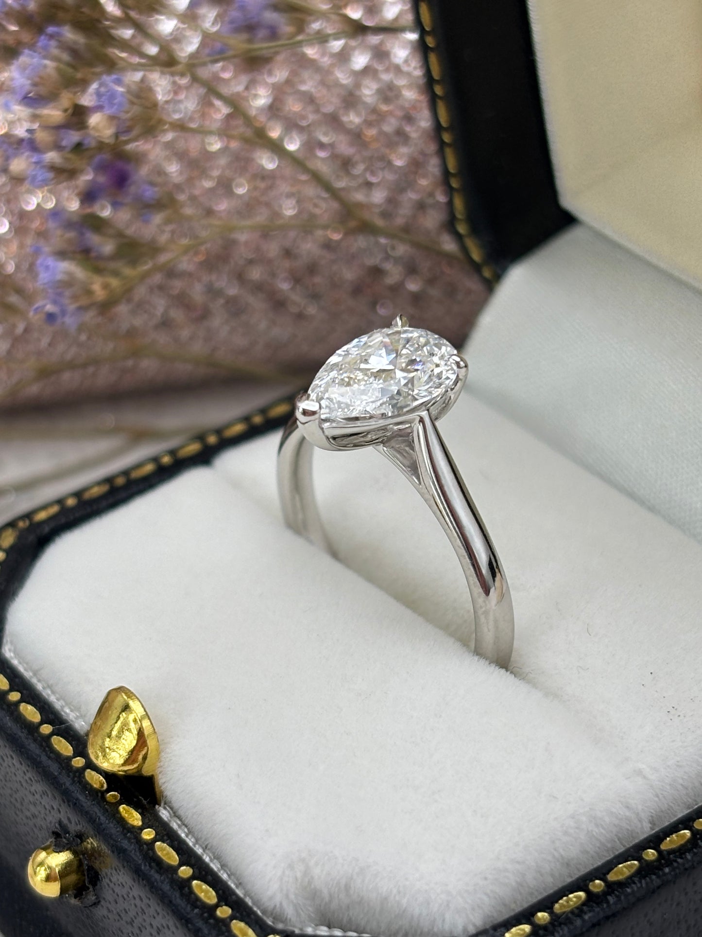 Platinum Pear Cut Diamond Solitaire 1.50ct - Lab-created