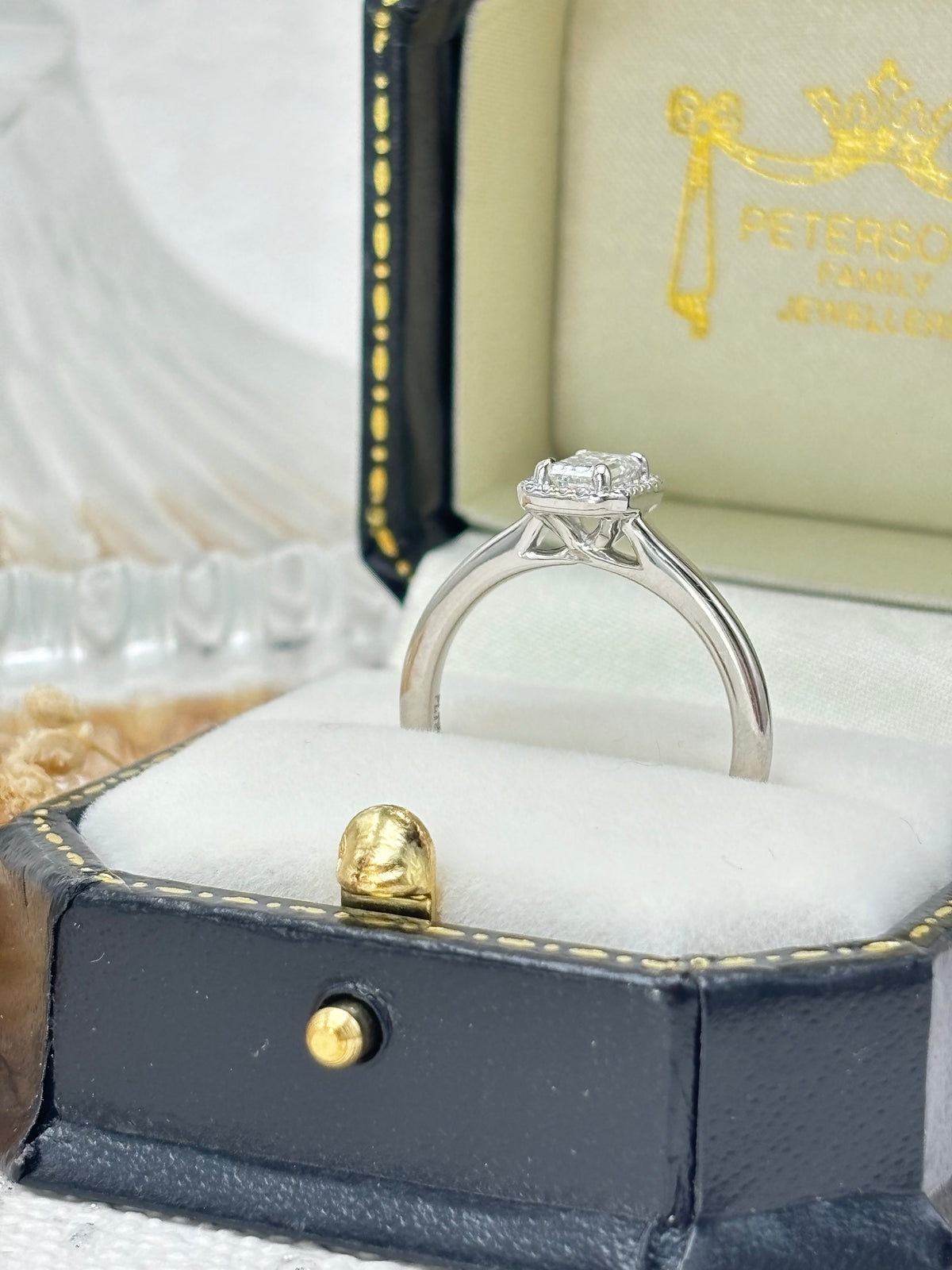 Platinum Emerald Cut Diamond Ring