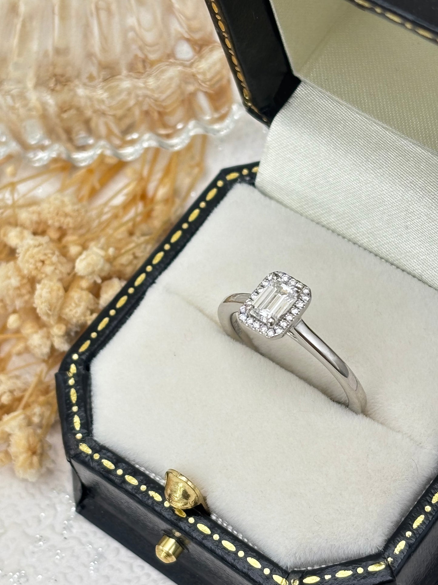 Platinum Emerald Cut Diamond Ring