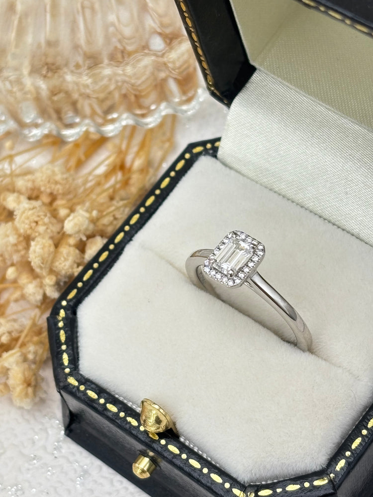 Platinum Emerald Cut Diamond Ring