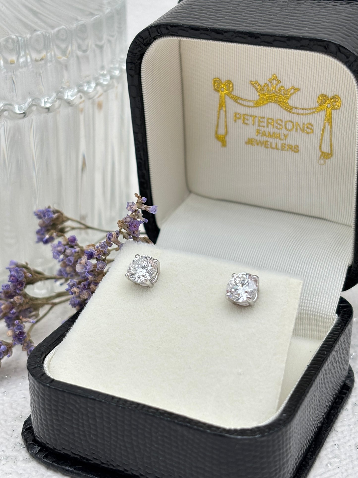 Diamond Ear Studs 18ct White Gold 1.85ct -Lab Created