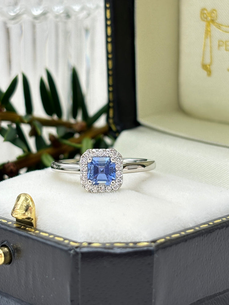 Platinum Tanzanite and Diamond Cluster Ring