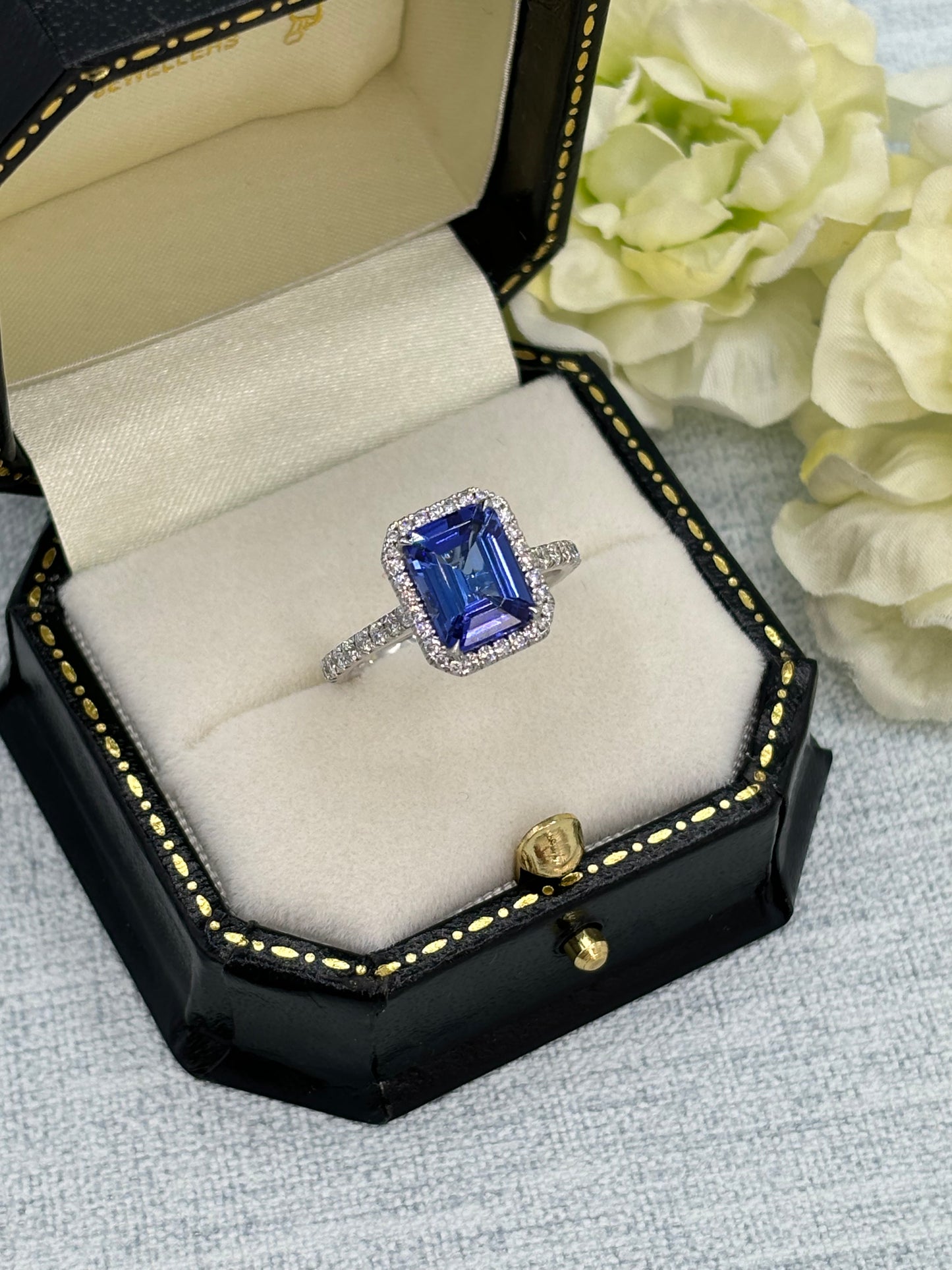 Platinum Tanzanite and Diamond Ring.