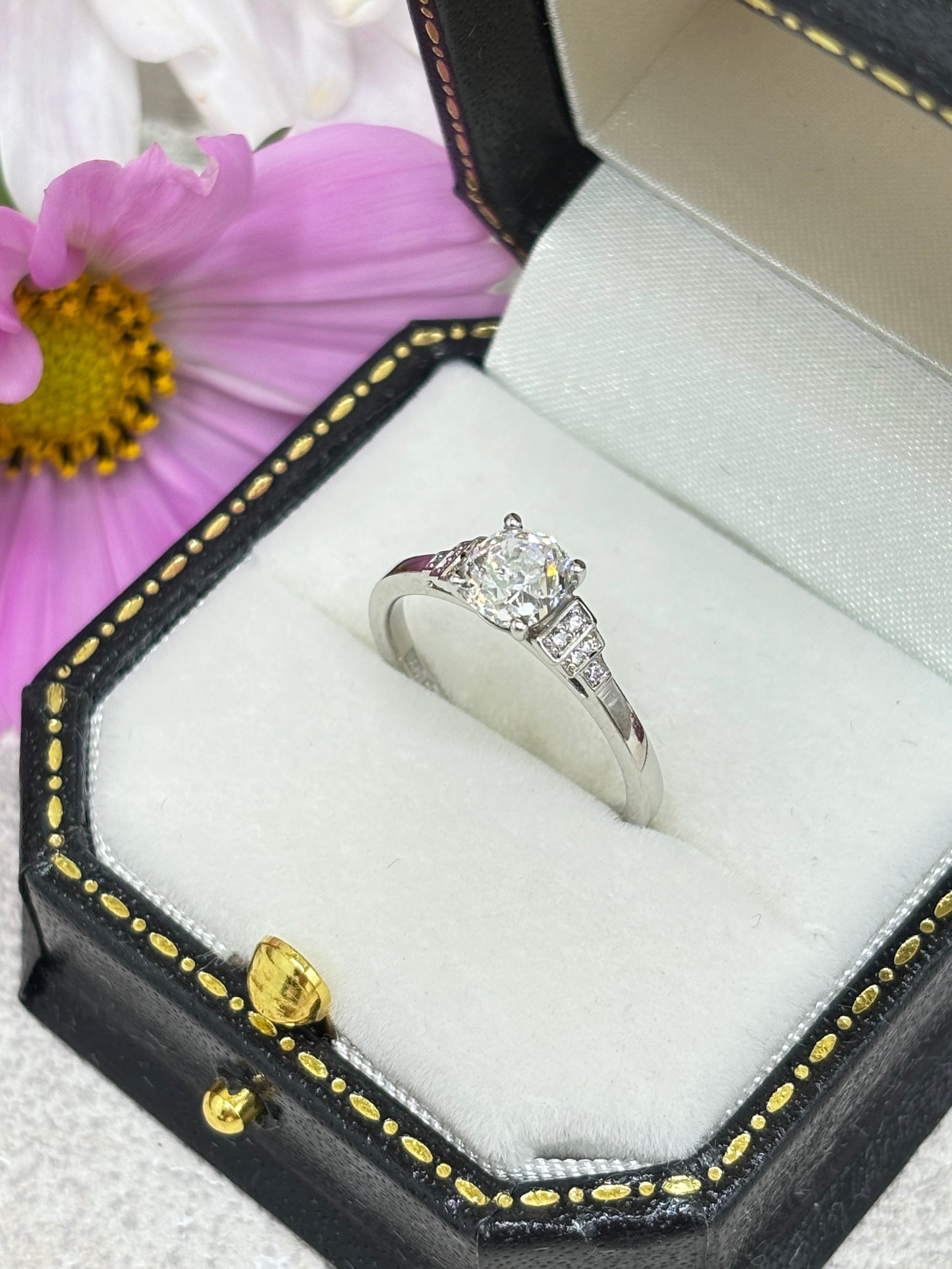 Platinum Diamond Art Deco Style Ring