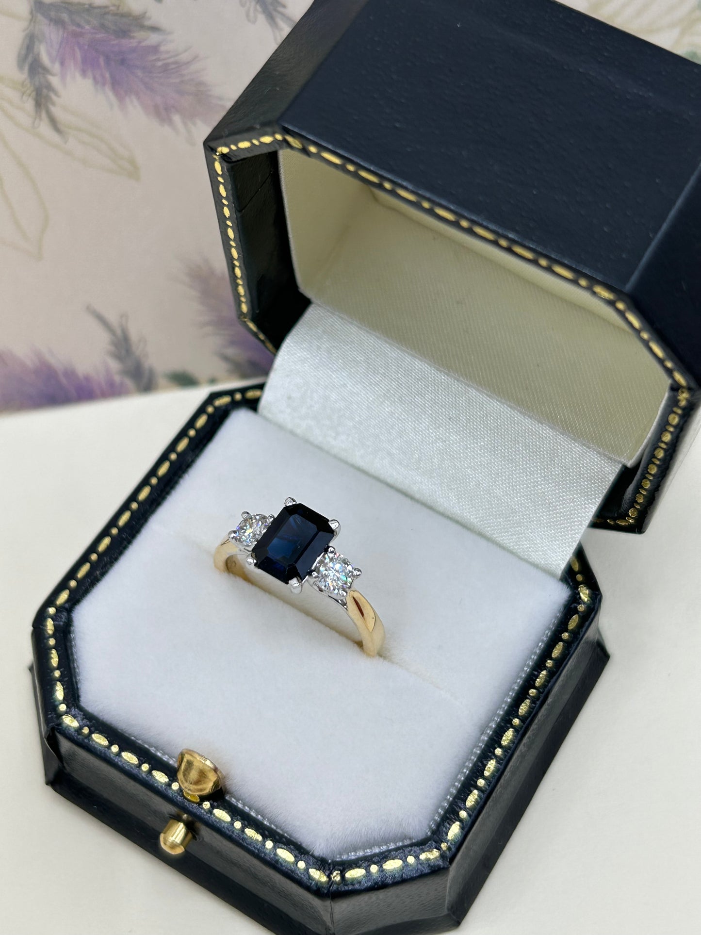 18ct Gold Sapphire and Diamond Three Stone Ring