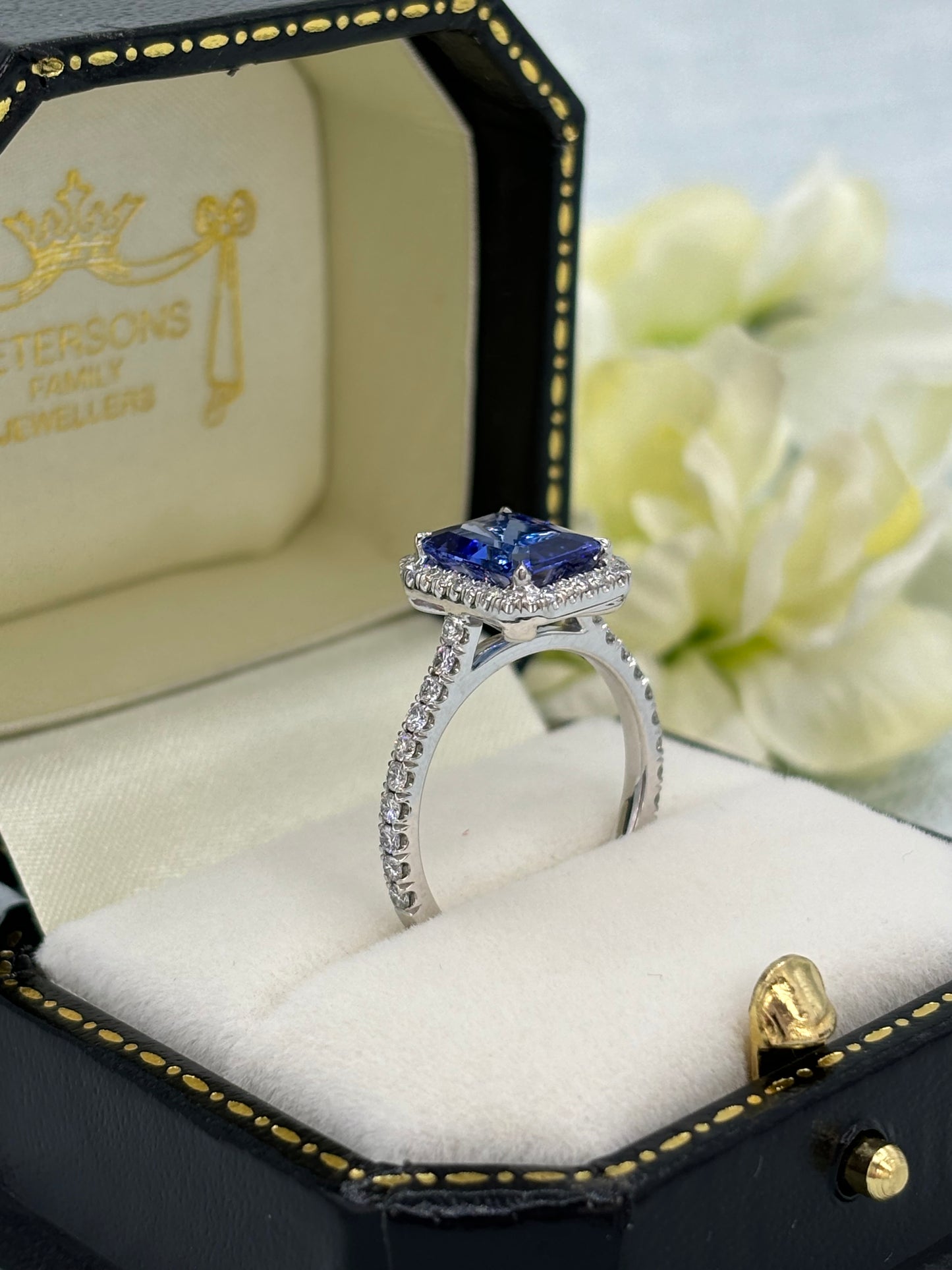 Platinum Tanzanite and Diamond Ring.