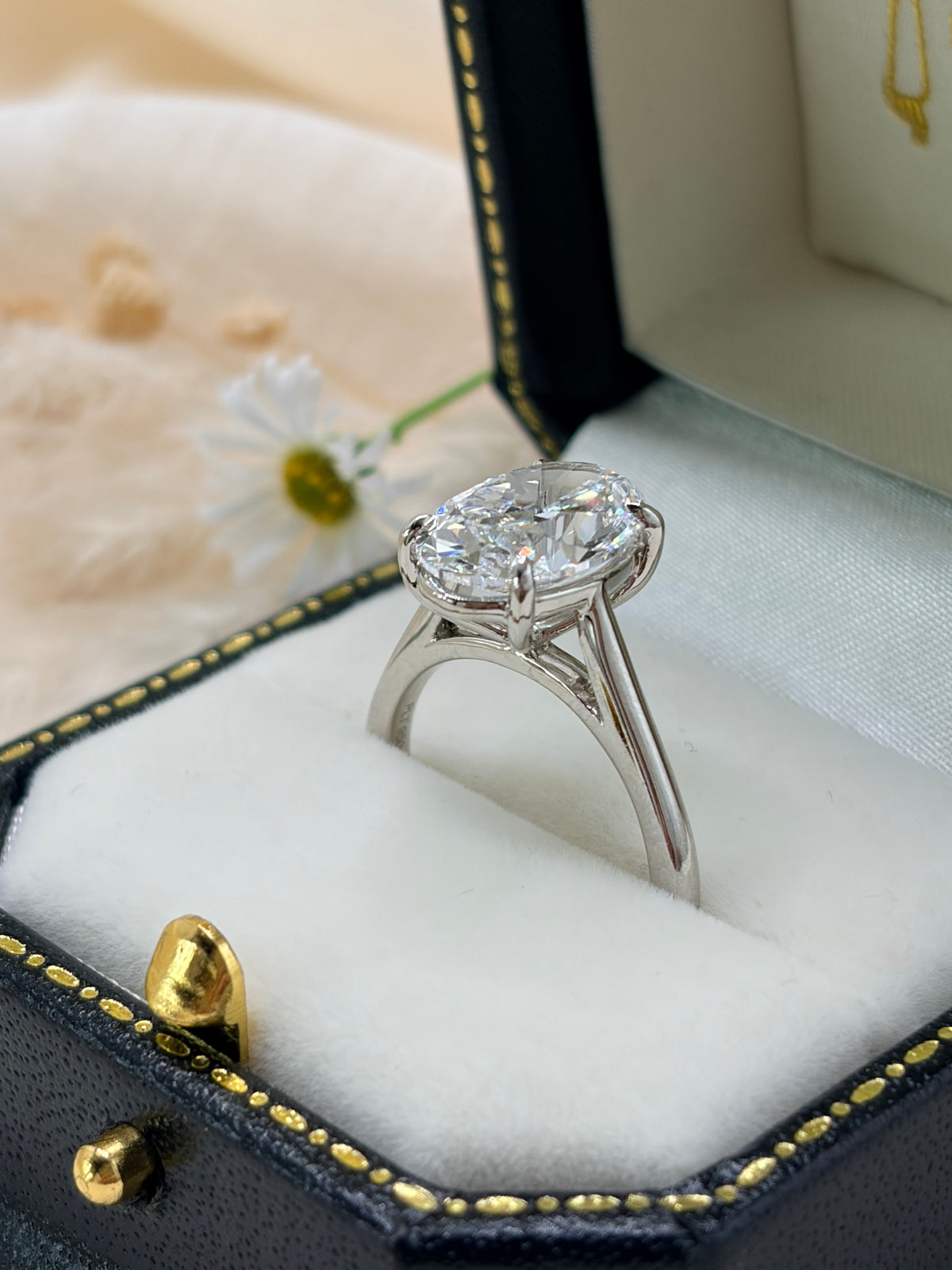 Platinum Oval Cut Diamond Ring 4ct - Lab-created