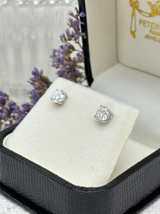 Diamond Ear Studs 18ct White Gold 0.80ct -Lab Created
