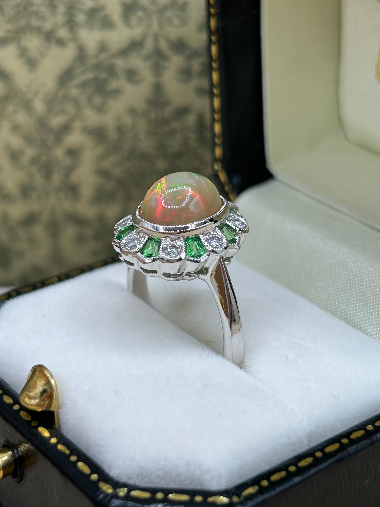 18ct White Gold Opal Cluster Ring