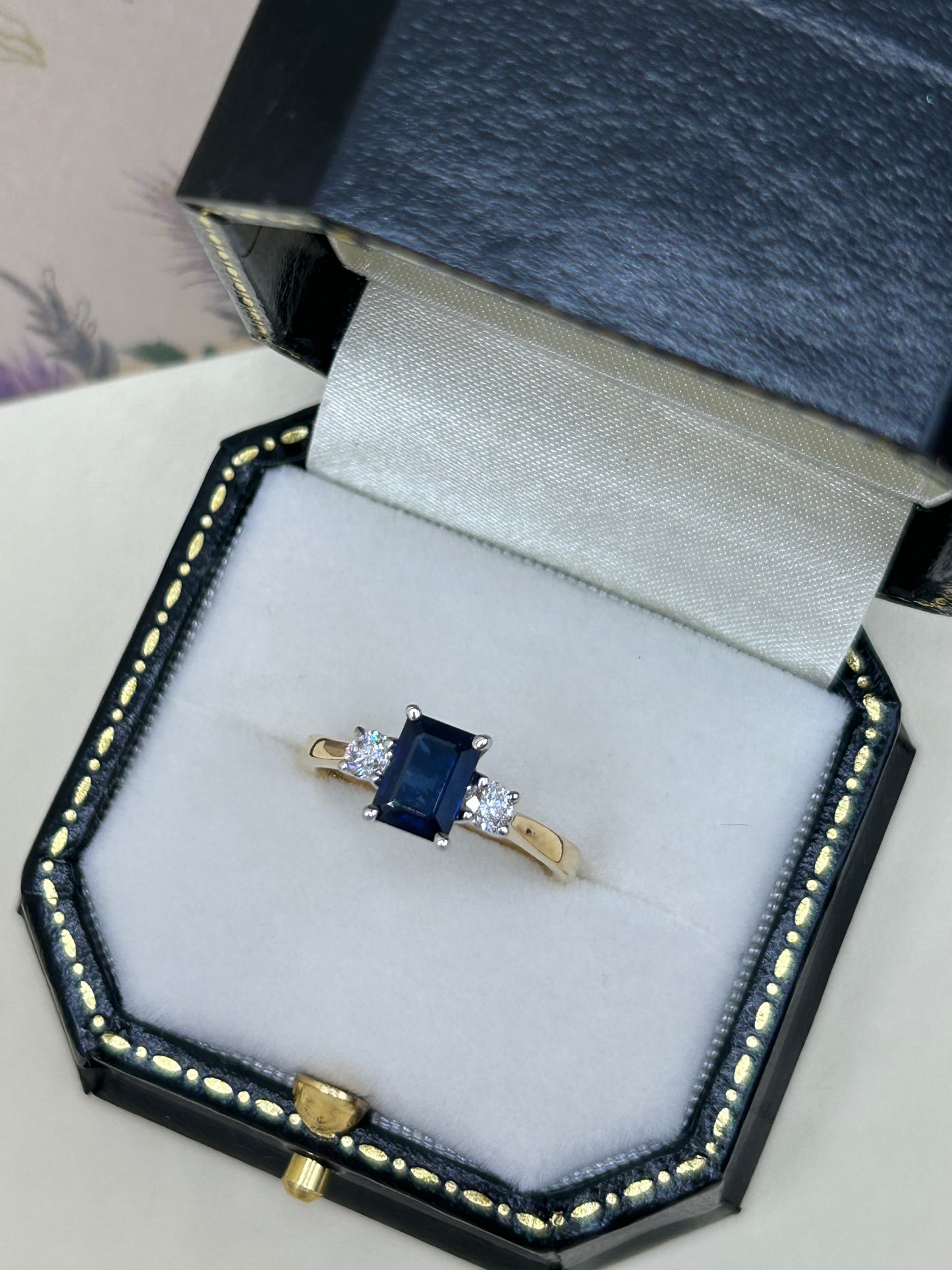 18ct Gold Sapphire and Diamond Three Stone Ring