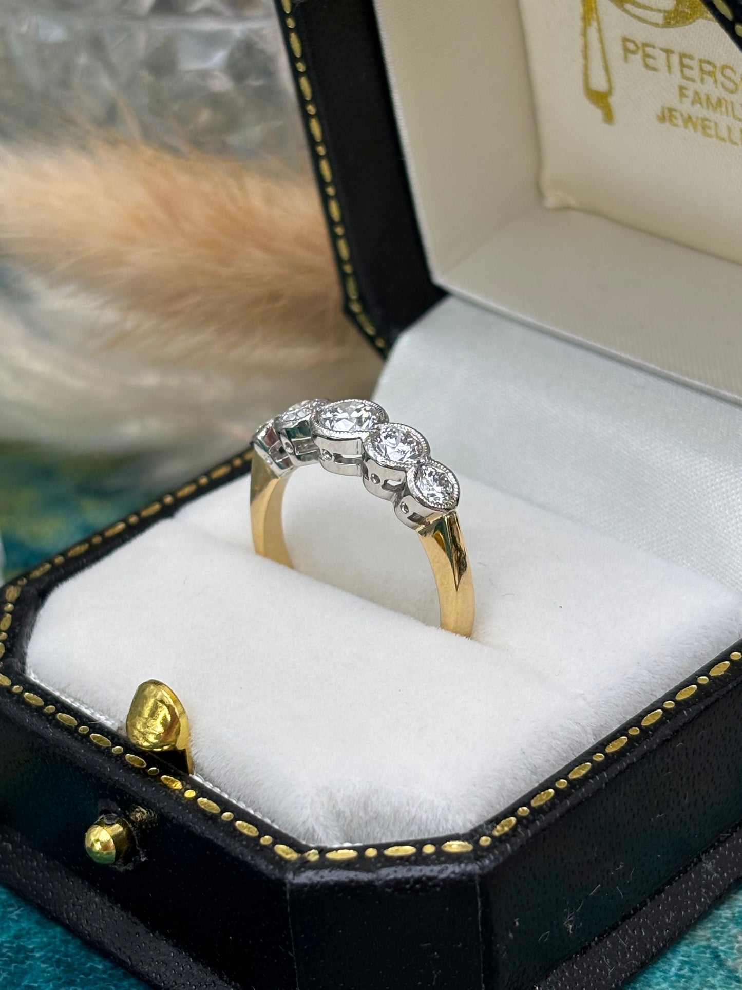 18ct Gold and Platinum Five Stone Diamond Ring