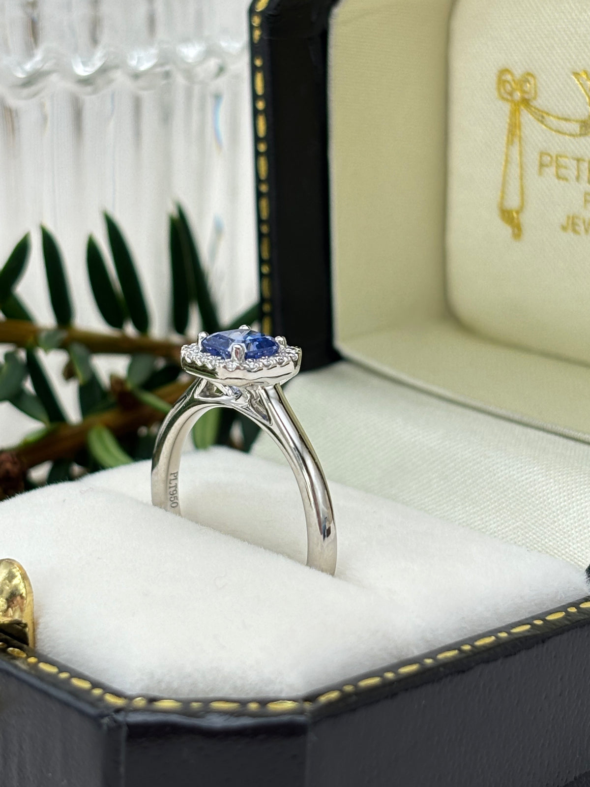 Platinum Tanzanite and Diamond Cluster Ring