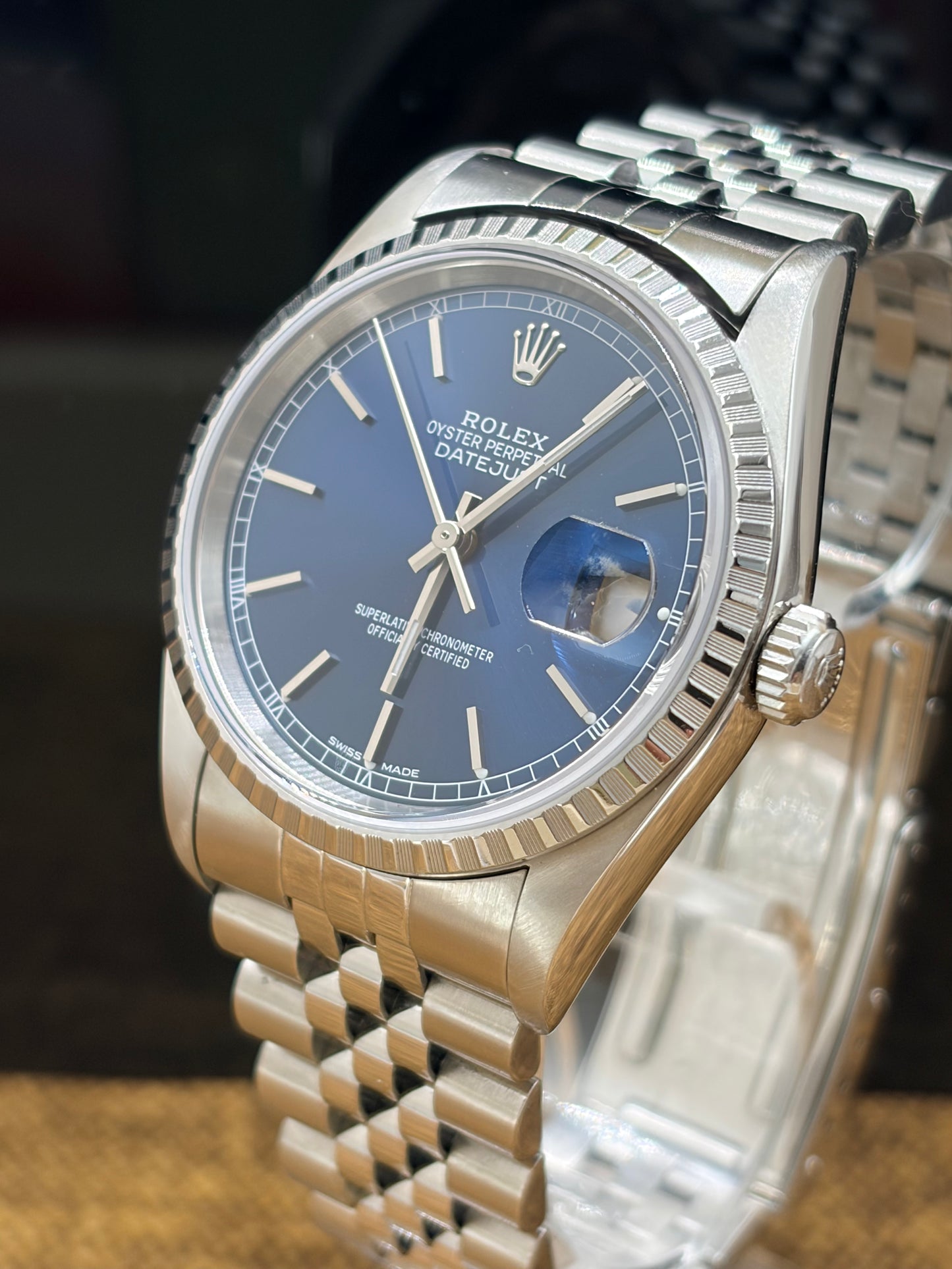 Rolex Datejust  Stainless-Steel Ref. 16220 Blue Dial