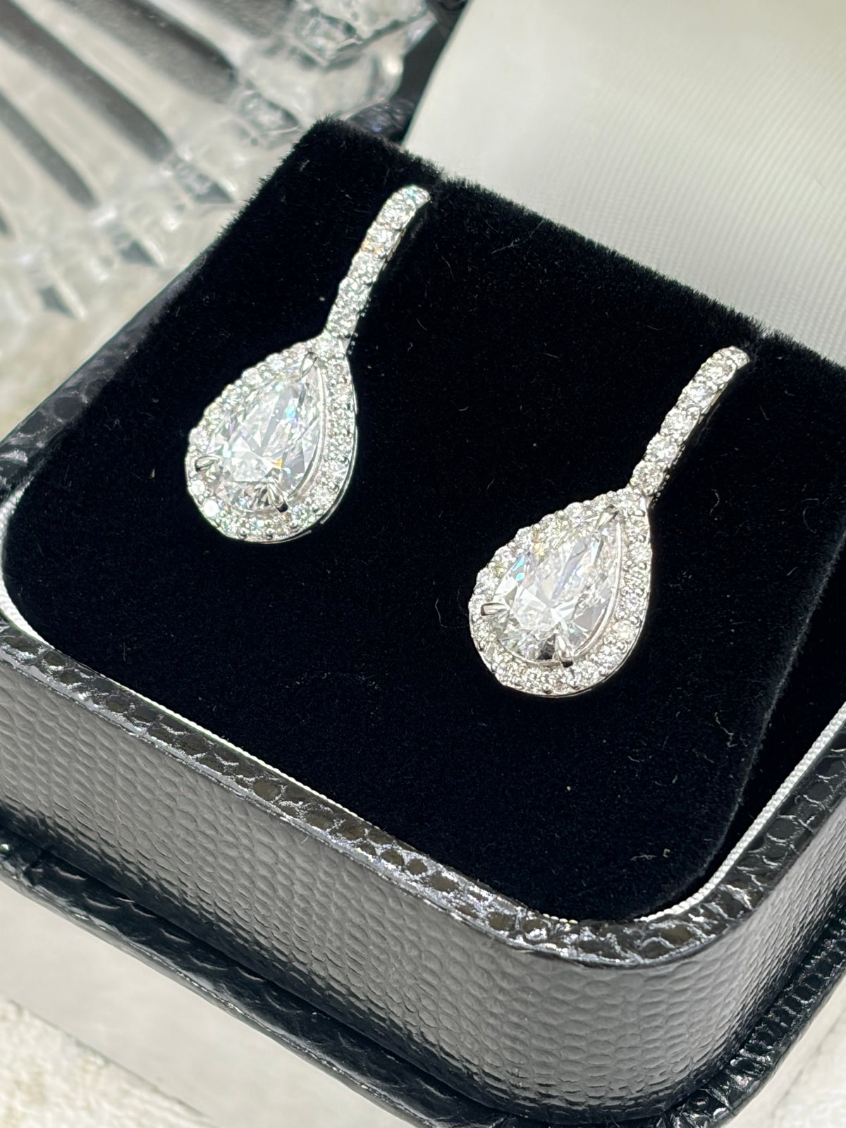 18ct White Gold Diamond Drop Earrings 2.60ct -Lab Created