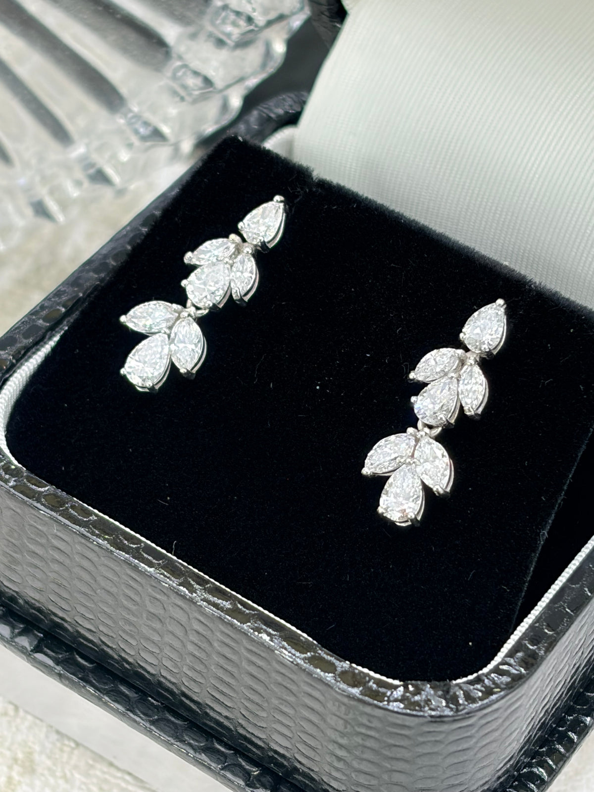 18ct White Gold Diamond Drop Earrings 1.50ct -Lab Created
