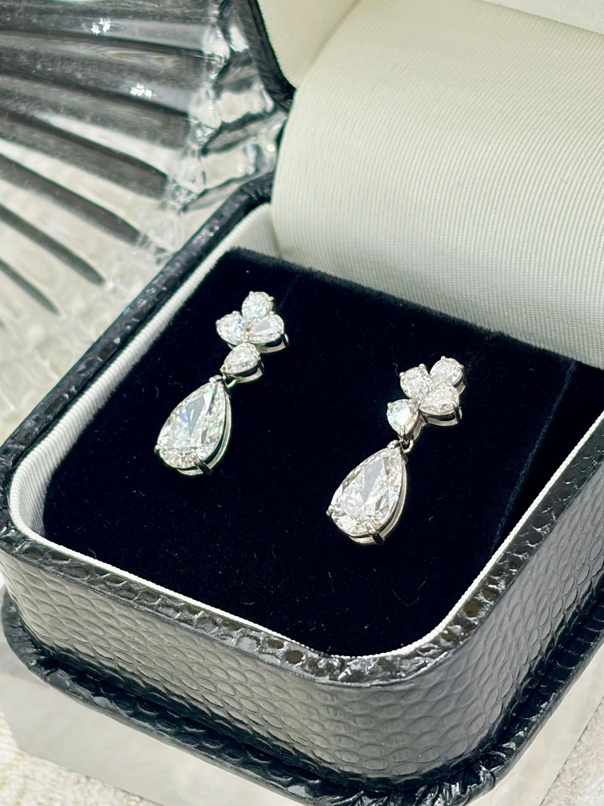 18ct White Gold Diamond Drop Earrings 2.70ct -Lab Created