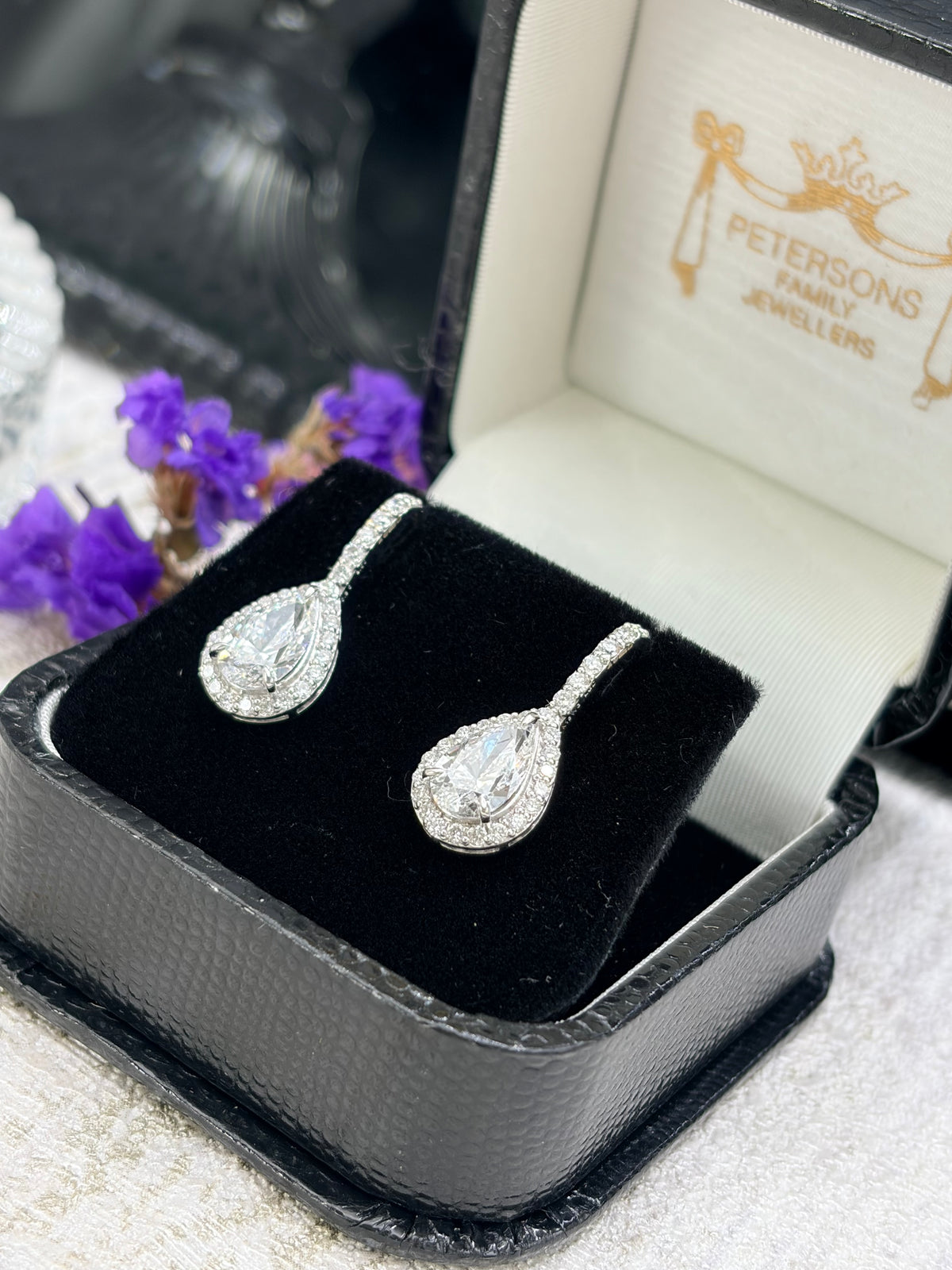 18ct White Gold Diamond Drop Earrings 2.60ct -Lab Created