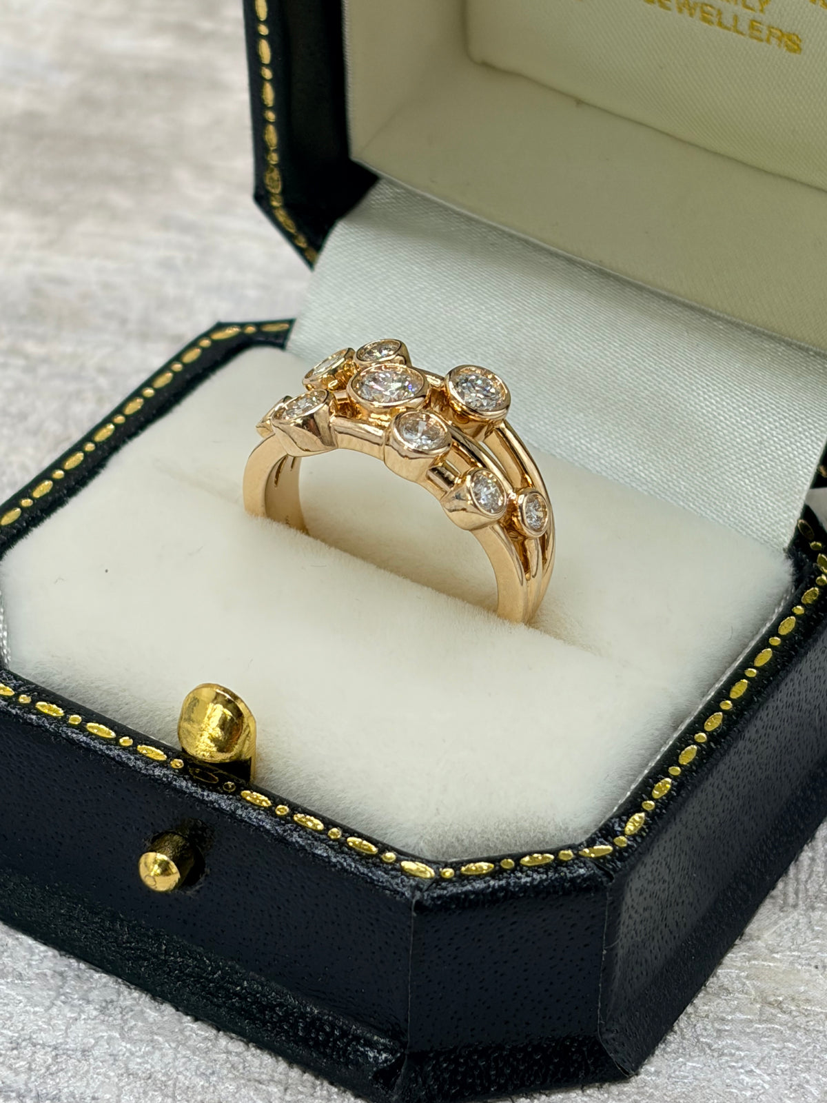 9ct Yellow Gold Diamond Bubble Ring 1.75ct - Lab-created
