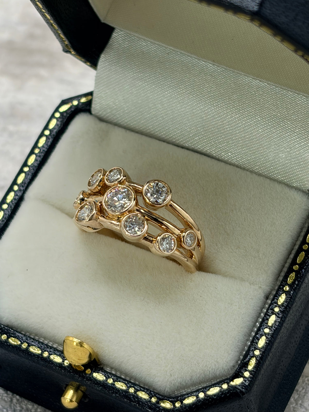 9ct Yellow Gold Diamond Bubble Ring 1.75ct - Lab-created