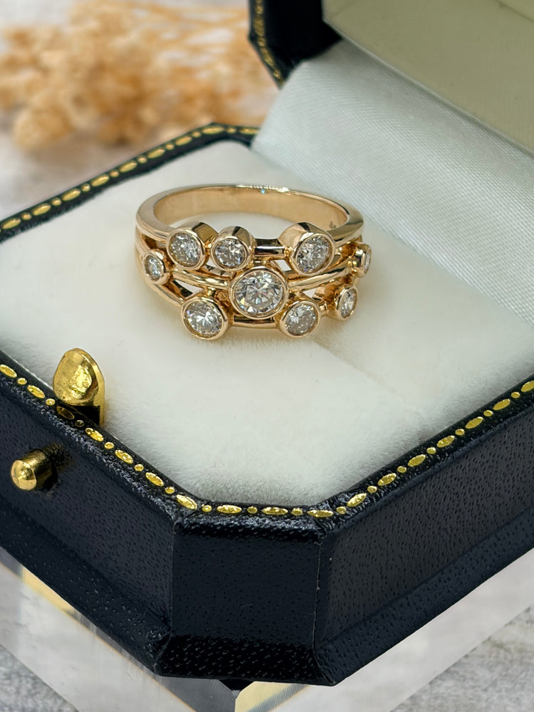 9ct Yellow Gold Diamond Bubble Ring 1ct - Lab-created