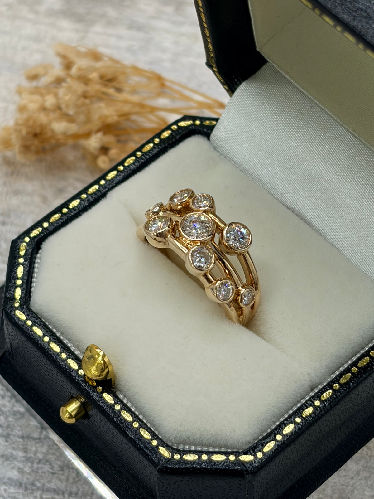 9ct Yellow Gold Diamond Bubble Ring 1.75ct - Lab-created