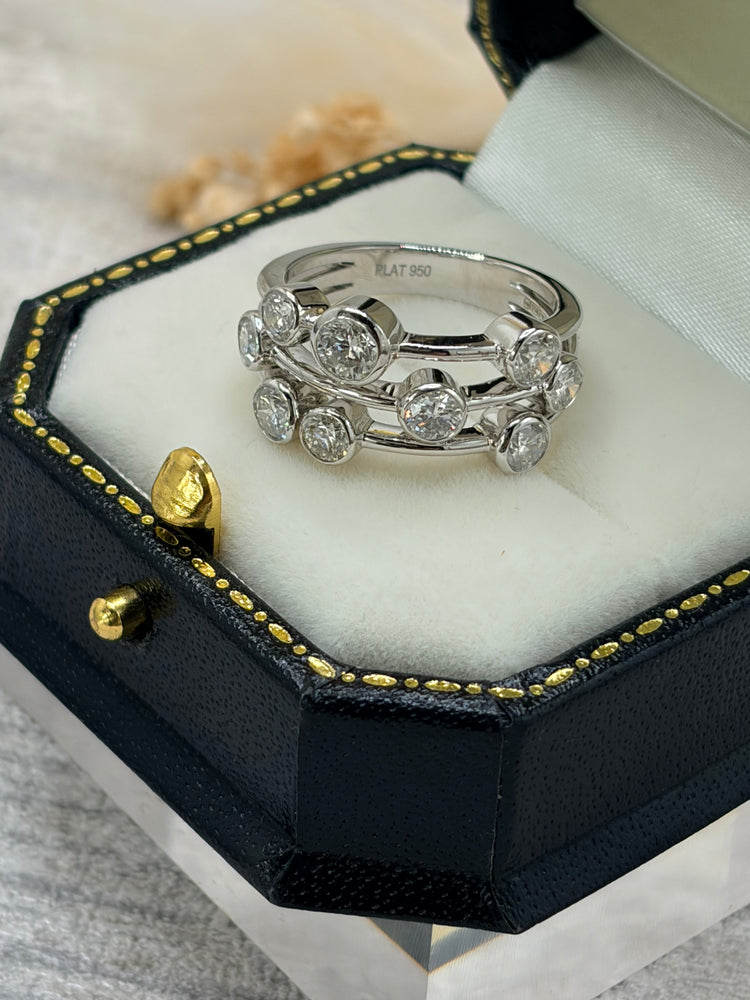 Platinum Diamond Bubble Ring - 1.40ct Natural