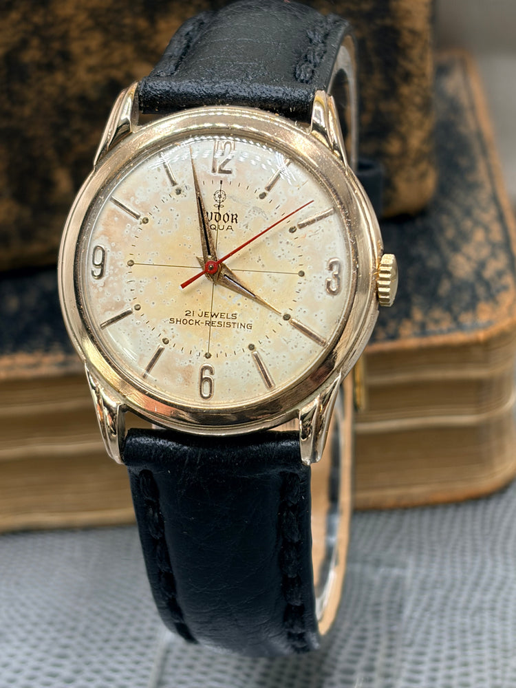 Tudor Aqua Wristwatch, Vintage, 9ct Gold