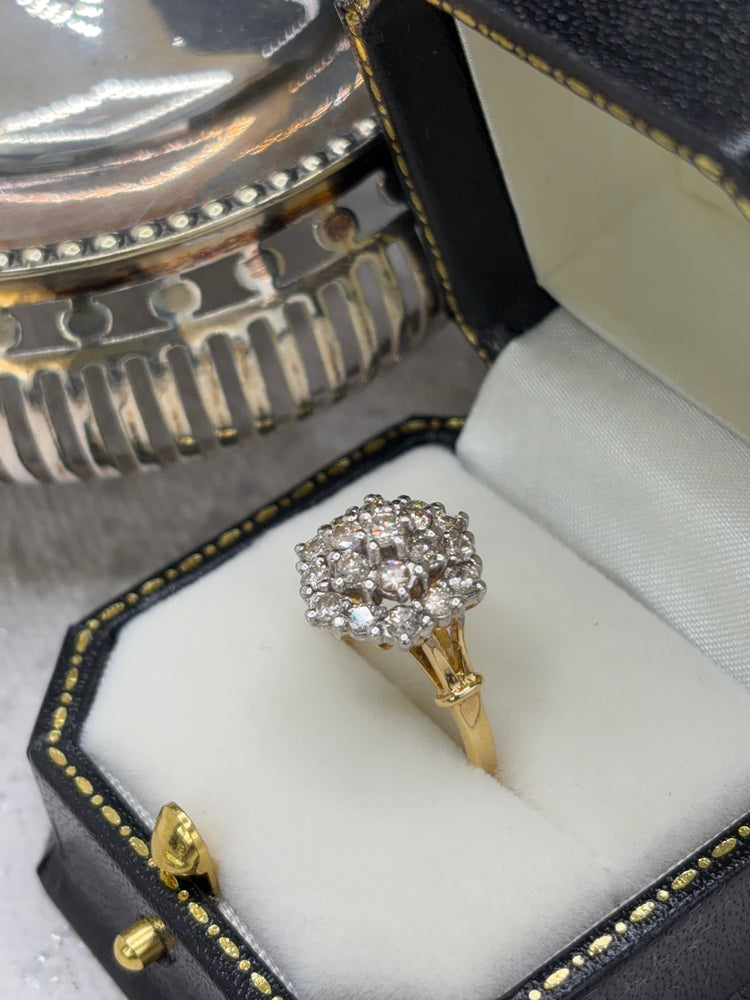 18ct Gold Diamond Cluster Ring, Vintage