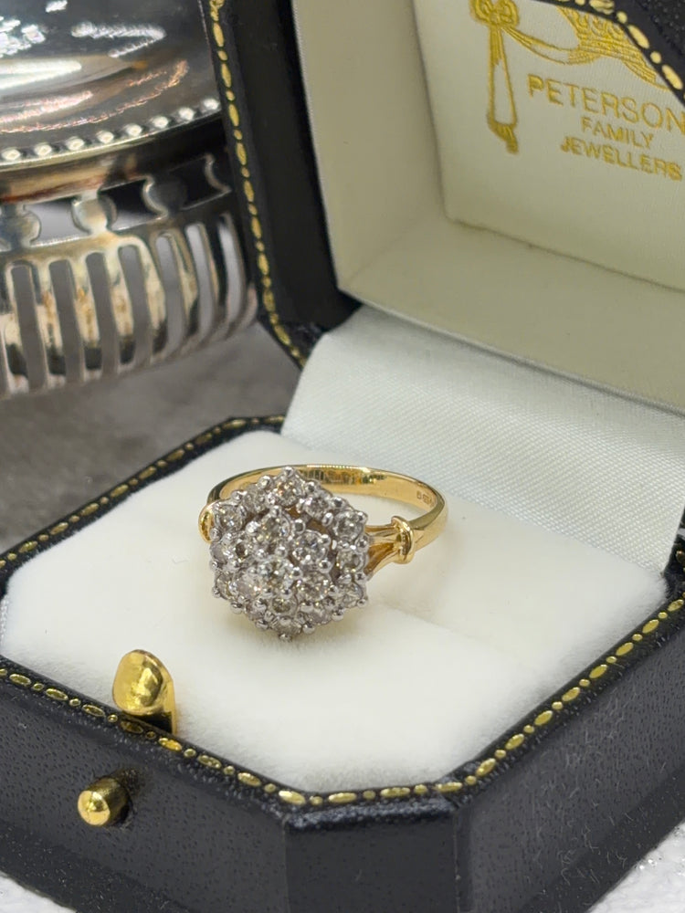 18ct Gold Diamond Cluster Ring, Vintage