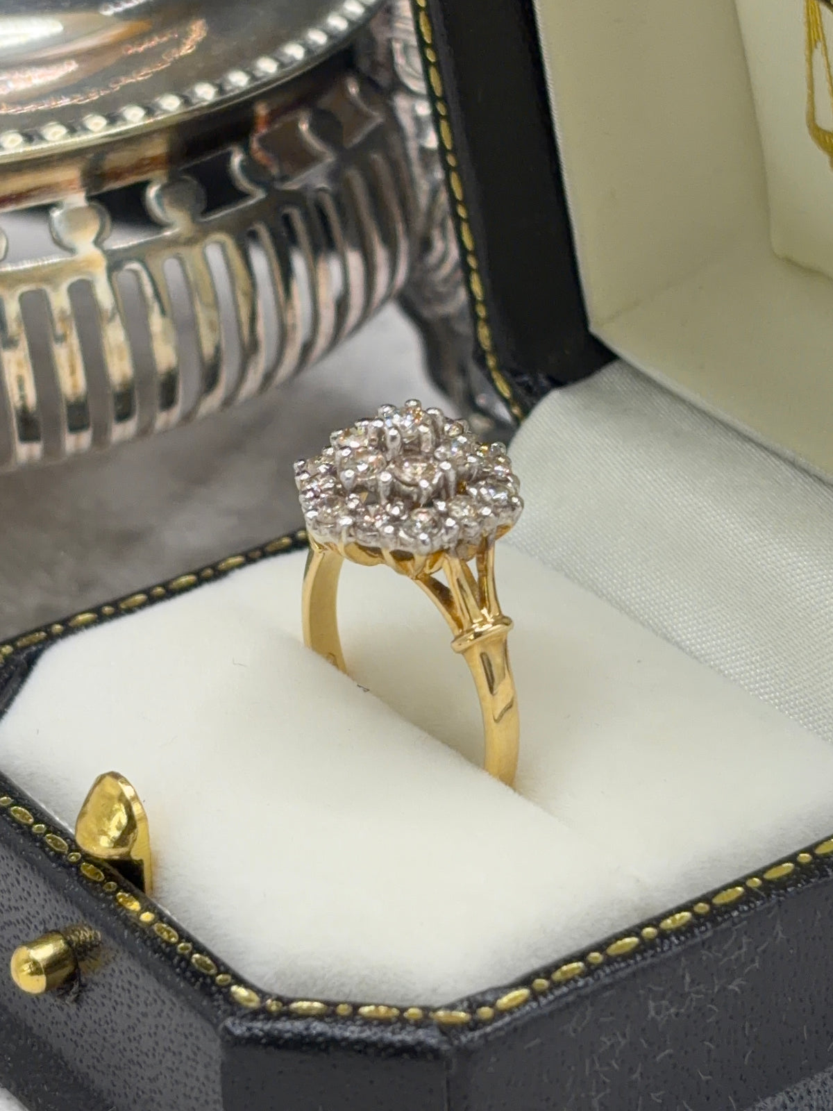 18ct Gold Diamond Cluster Ring, Vintage