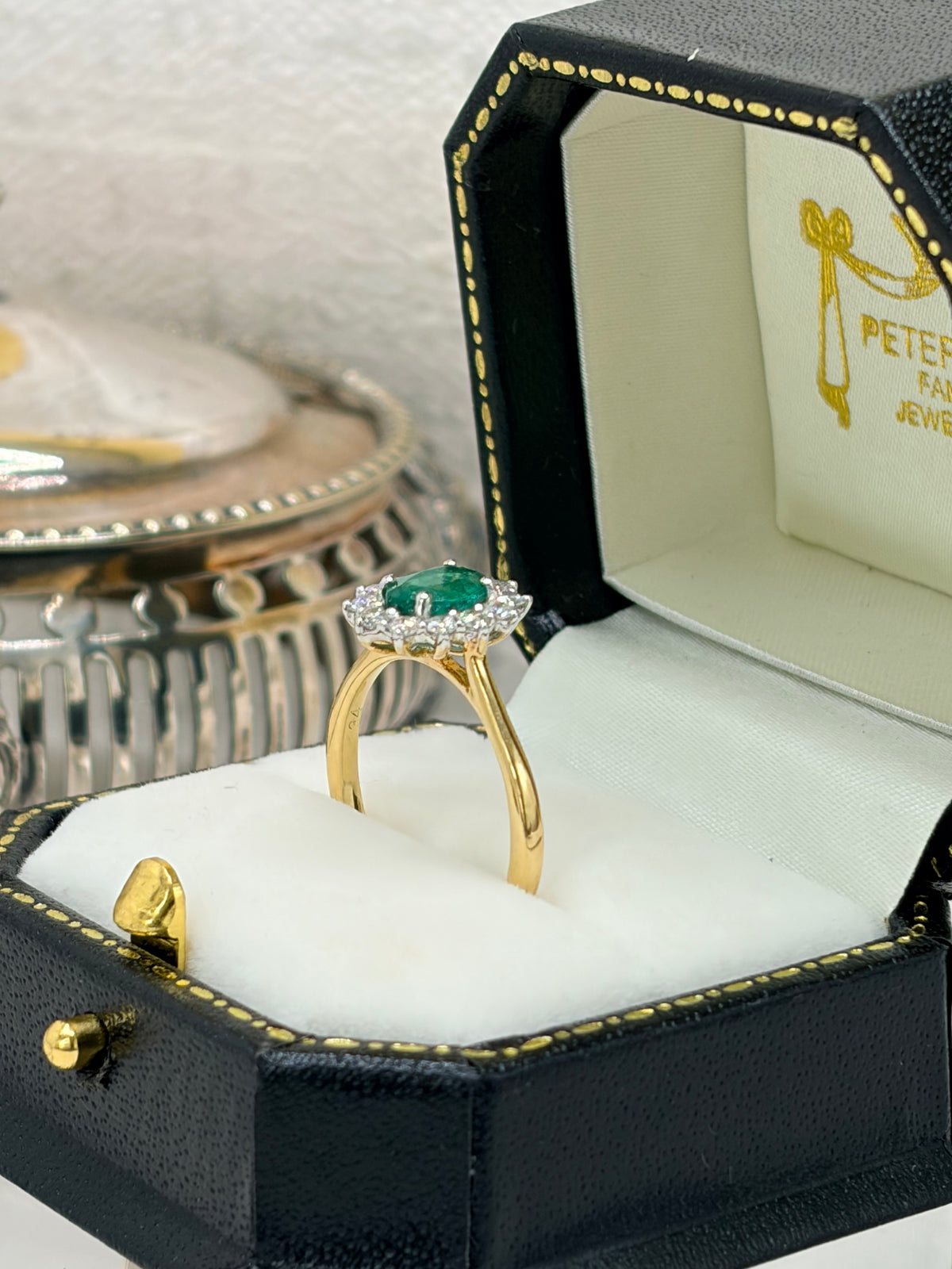 18ct Gold Emerald and Diamond Cluster Ring