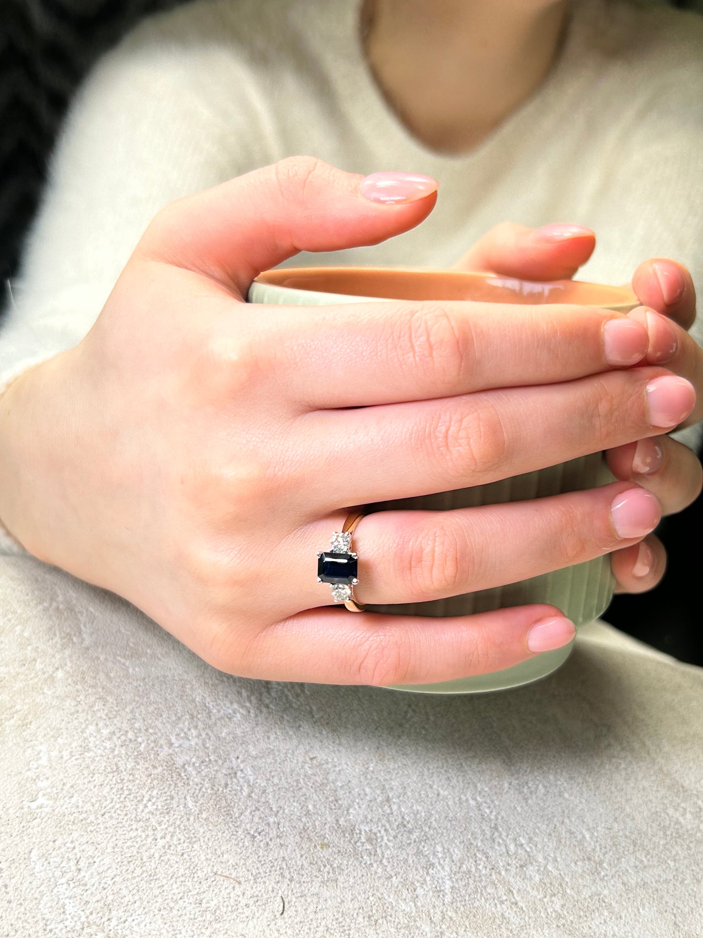 18ct Gold Sapphire and Diamond Three Stone Ring