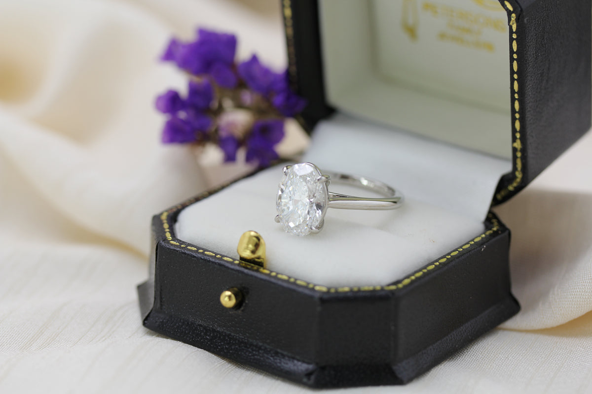 Platinum Oval Cut Diamond Ring 4ct - Lab-created